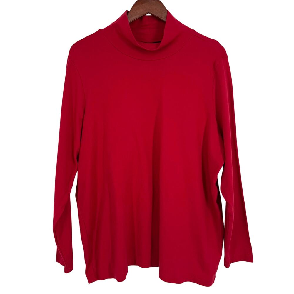 NEW NWOT Coldwater Creek Best Cotton Red Christmas Plus Size 2x Shirt Top
